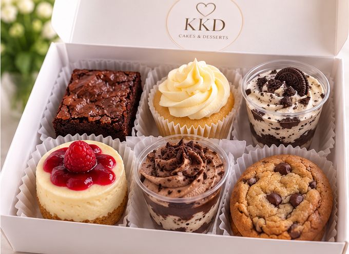 The KKD Dessert Tasting Box with a selection of desserts